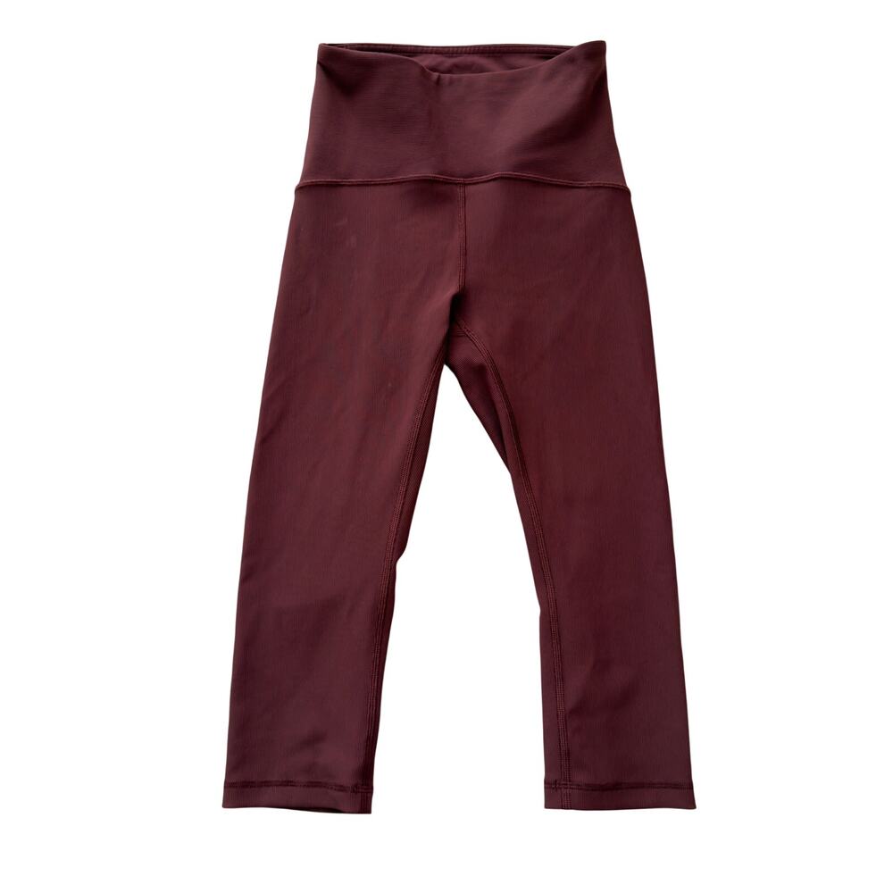 Lululemon Ribbed High-Rise Leggings Burgundy Size 2 – Cropped – Read